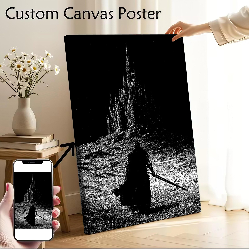 Home Bathroom Fan - Dark Knight and Distant Castle Canvas