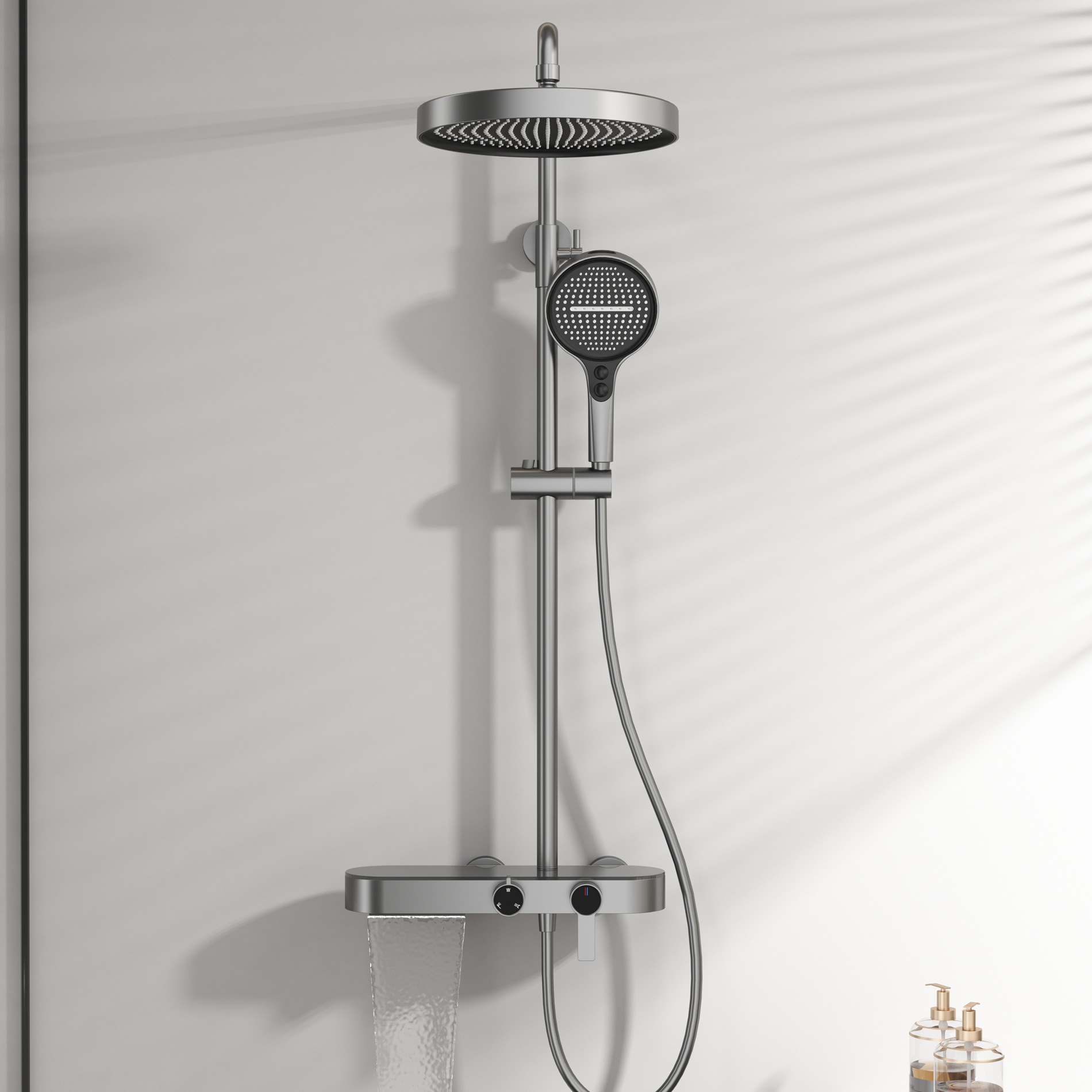 Home And Bathroom - Gunmetal Gray Shower Set For Home