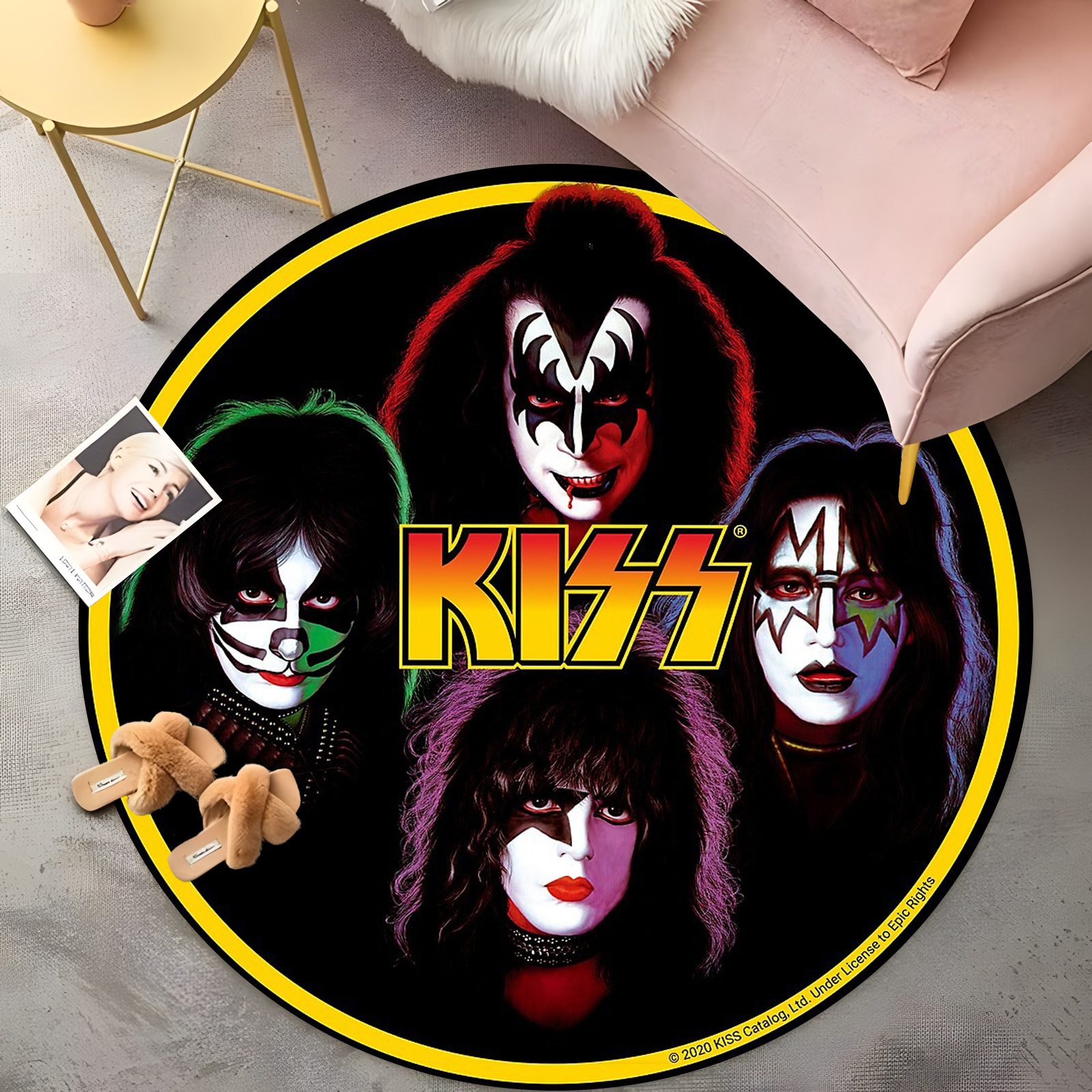 Home Bathroom Fan - KISS Band Portrait Round Rug -