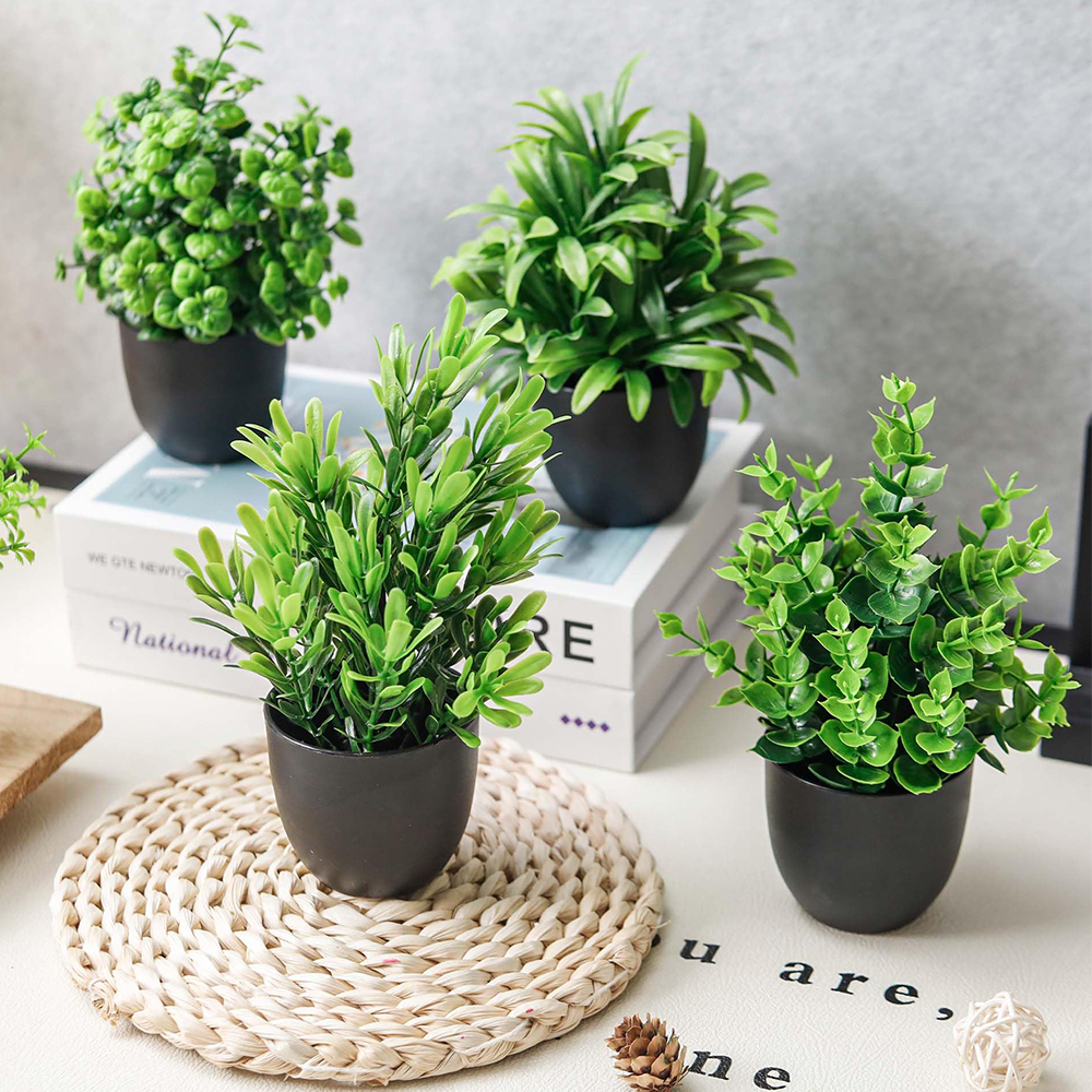 4 Packs Fake Plants Artificial - Tiny Home Bathroom Kit のレビューと価格