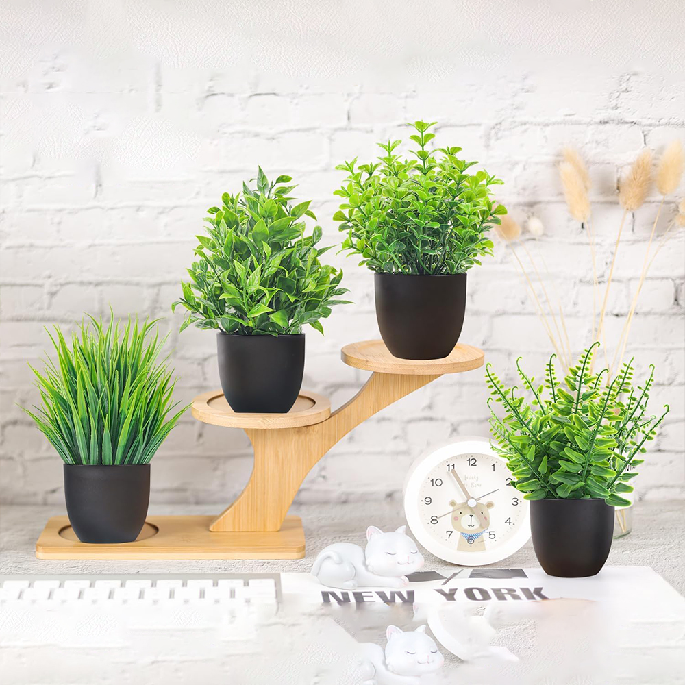 4 Packs Fake Plants Artificial - Tiny Home Bathroom Kit のレビューと価格
