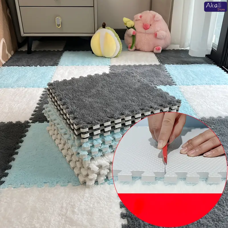 4/12pcs Plush Puzzle Foam Floo - Home Goods Bathroom Mats のレビューと価格