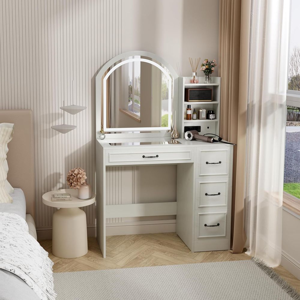 3-Color LED Makeup Vanity Desk - Home Outlet Bathroom Mirrors のレビューと価格