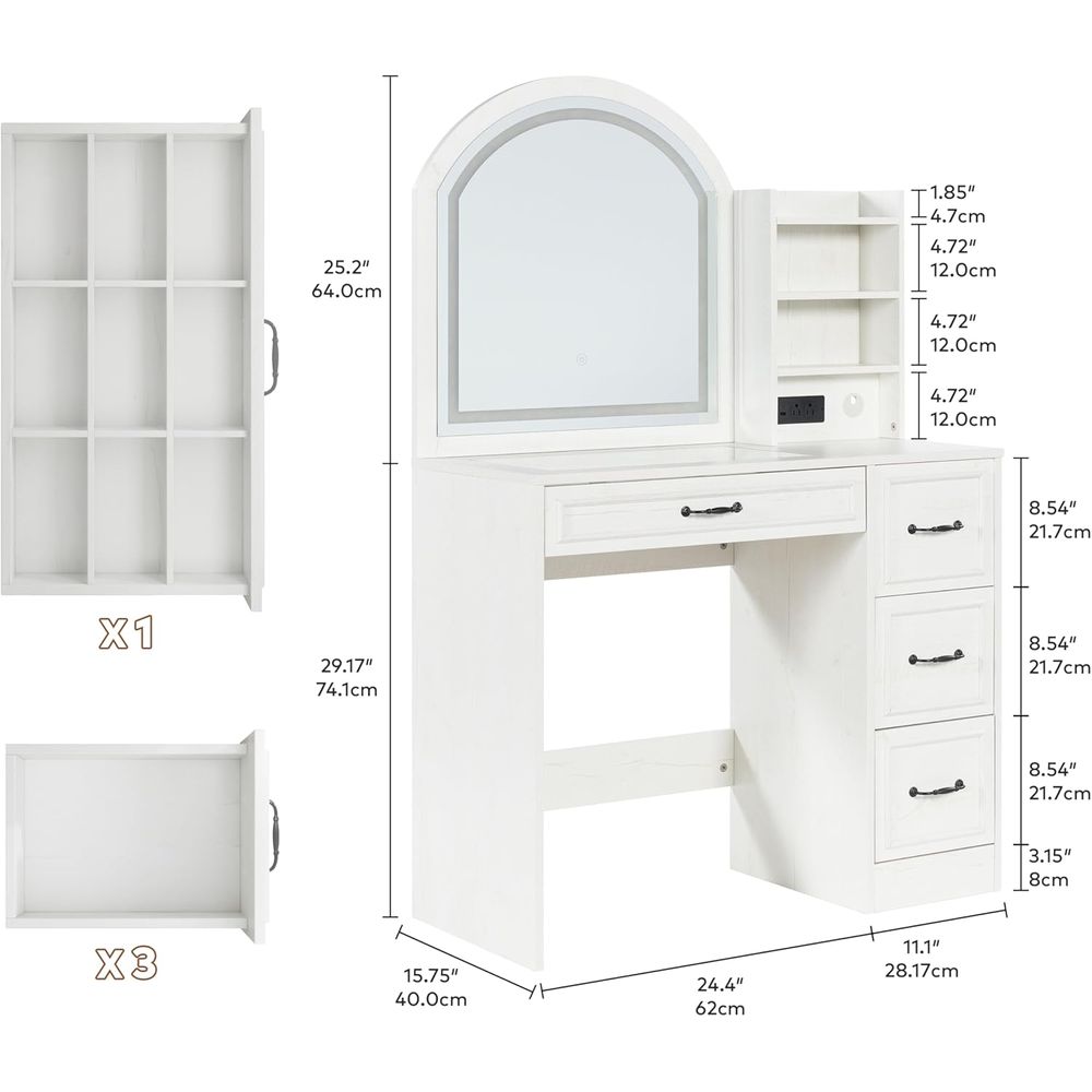 3-Color LED Makeup Vanity Desk - Home Outlet Bathroom Mirrors のレビューと価格