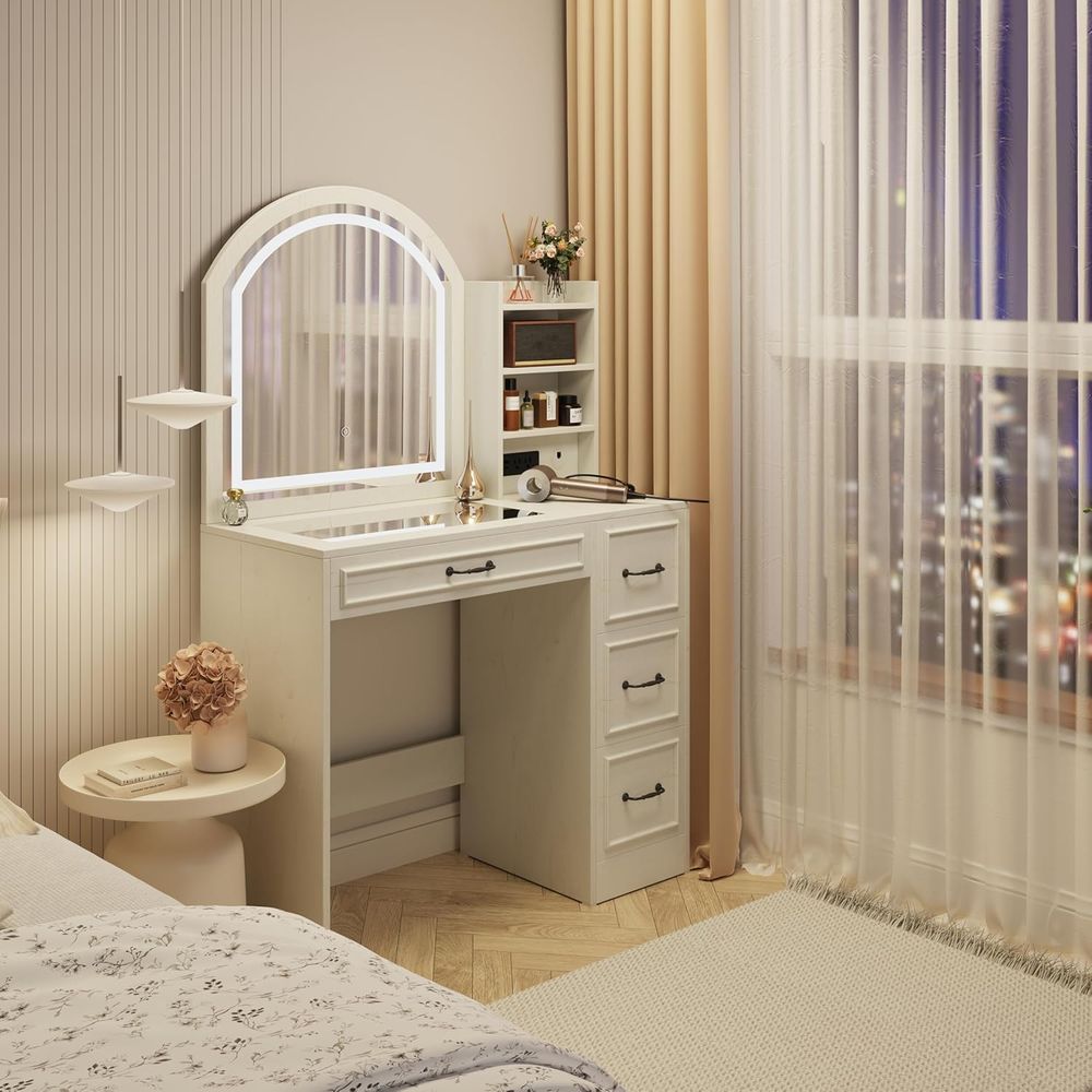 3-Color LED Makeup Vanity Desk - Home Outlet Bathroom Mirrors のレビューと価格
