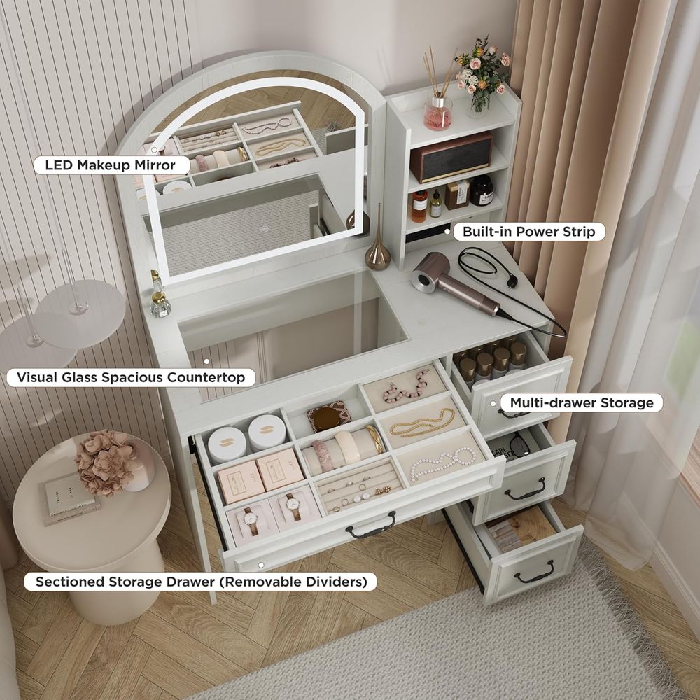 3-Color LED Makeup Vanity Desk - Home Outlet Bathroom Mirrors のレビューと価格
