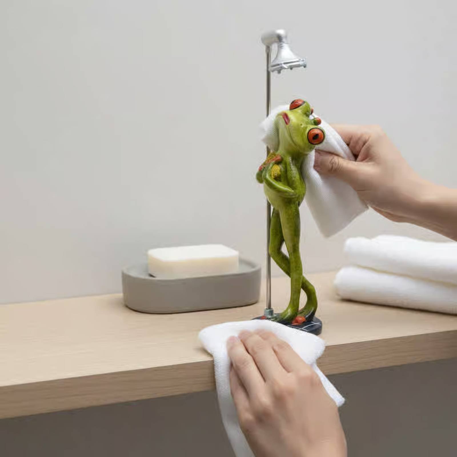 Showering Frog Figurine Novelt - Home And Bathroom のレビューと価格