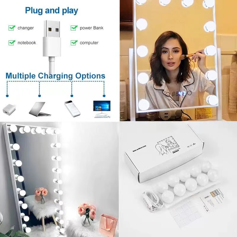 LED Light Paste Mirror Makeup  - Home Theater Bathroom のレビューと価格