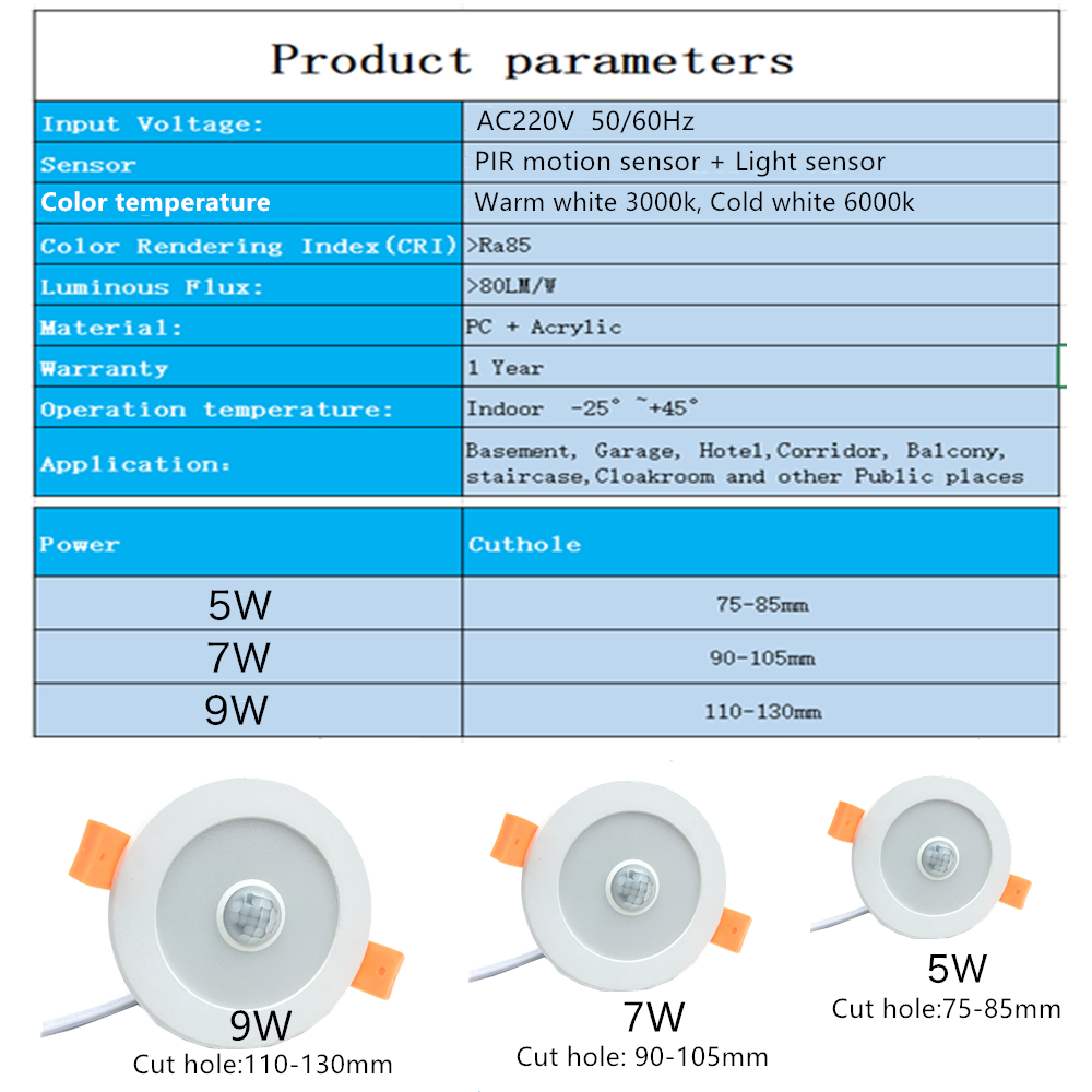 5W 7W 9W PIR Motion Sensor LED - Home Of The Year Bathroom のレビューと価格