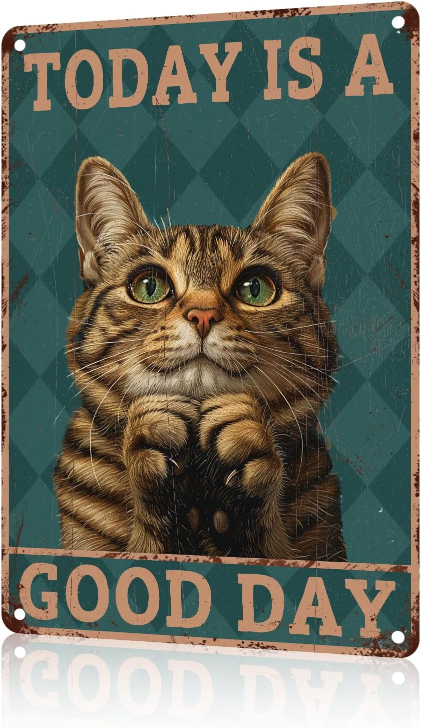 Cat Metal Tin Sign Home  Life  - Home Goods Bathroom のレビューと価格