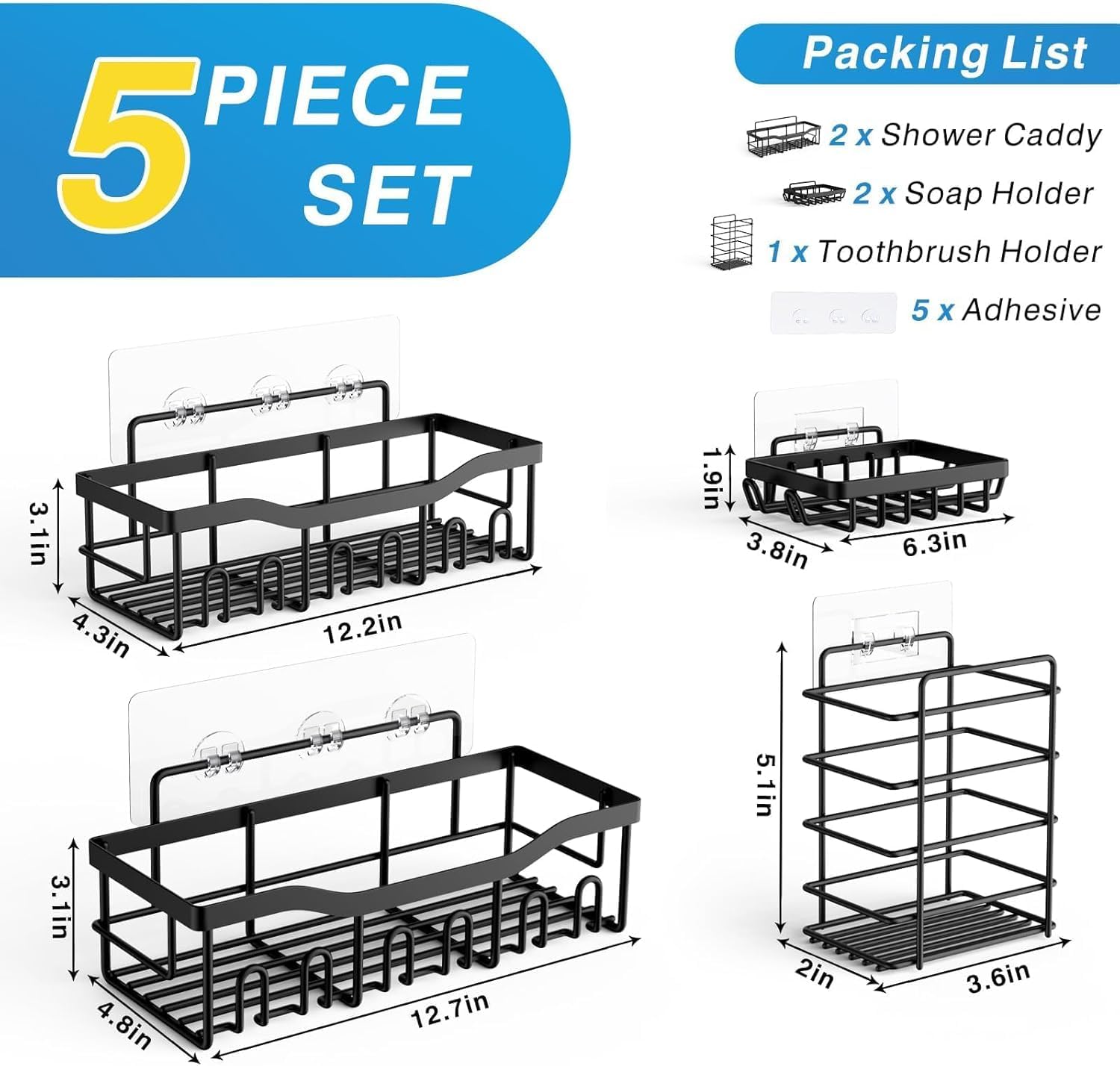 5-Pack Rustproof Stainless Ste - Home Essentials Bathroom Organizer のレビューと価格