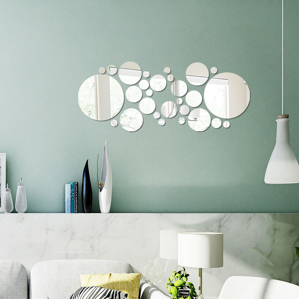 26pcs Round Acrylic Mirror Sti - Home Theater Bathroom のレビューと価格