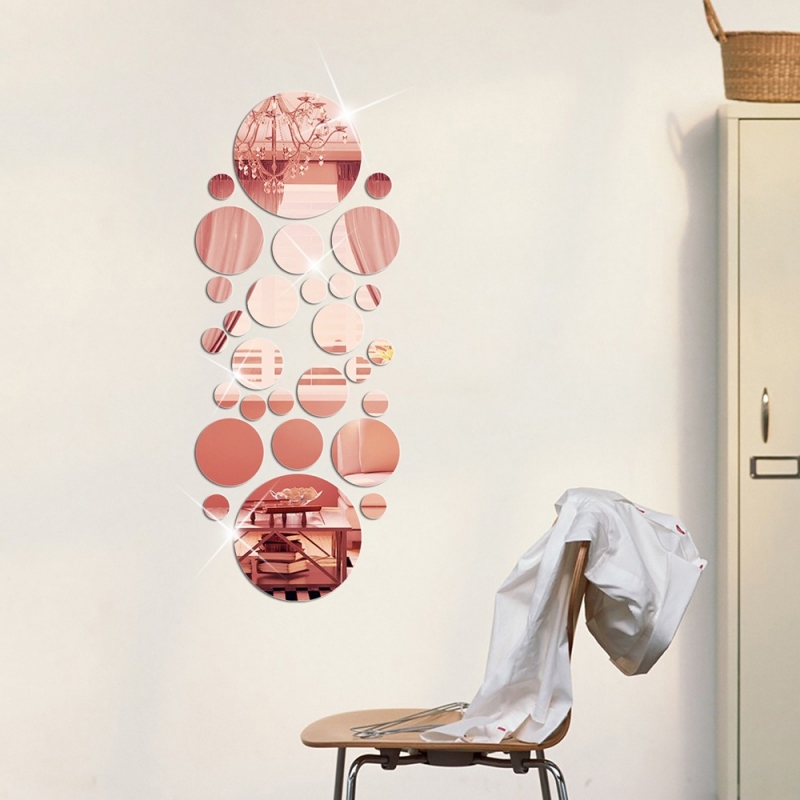 26pcs Round Acrylic Mirror Sti - Home Theater Bathroom のレビューと価格