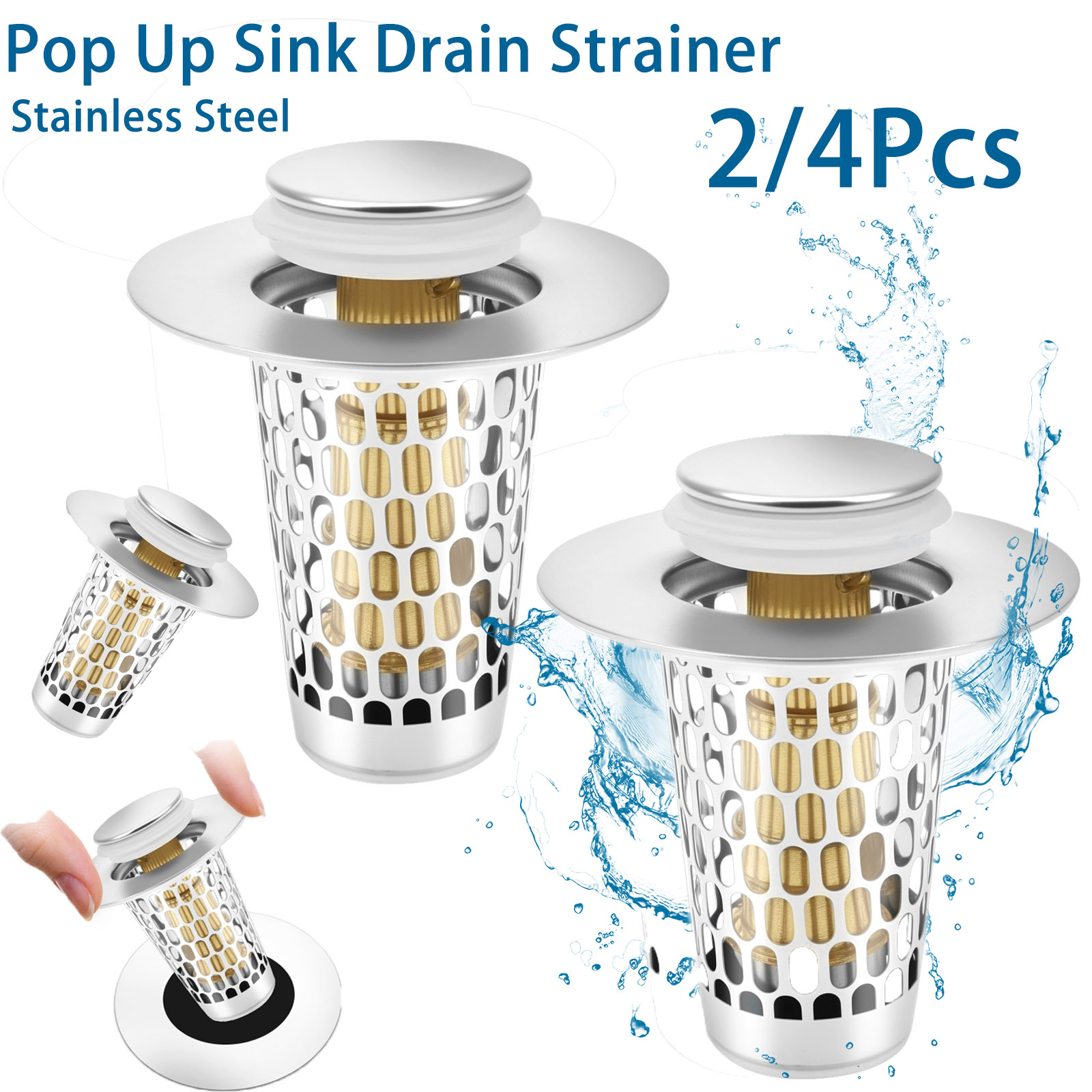 2/4Pc Pop Up Sink Drain Strain - Drain Hair Catcher のレビューと価格