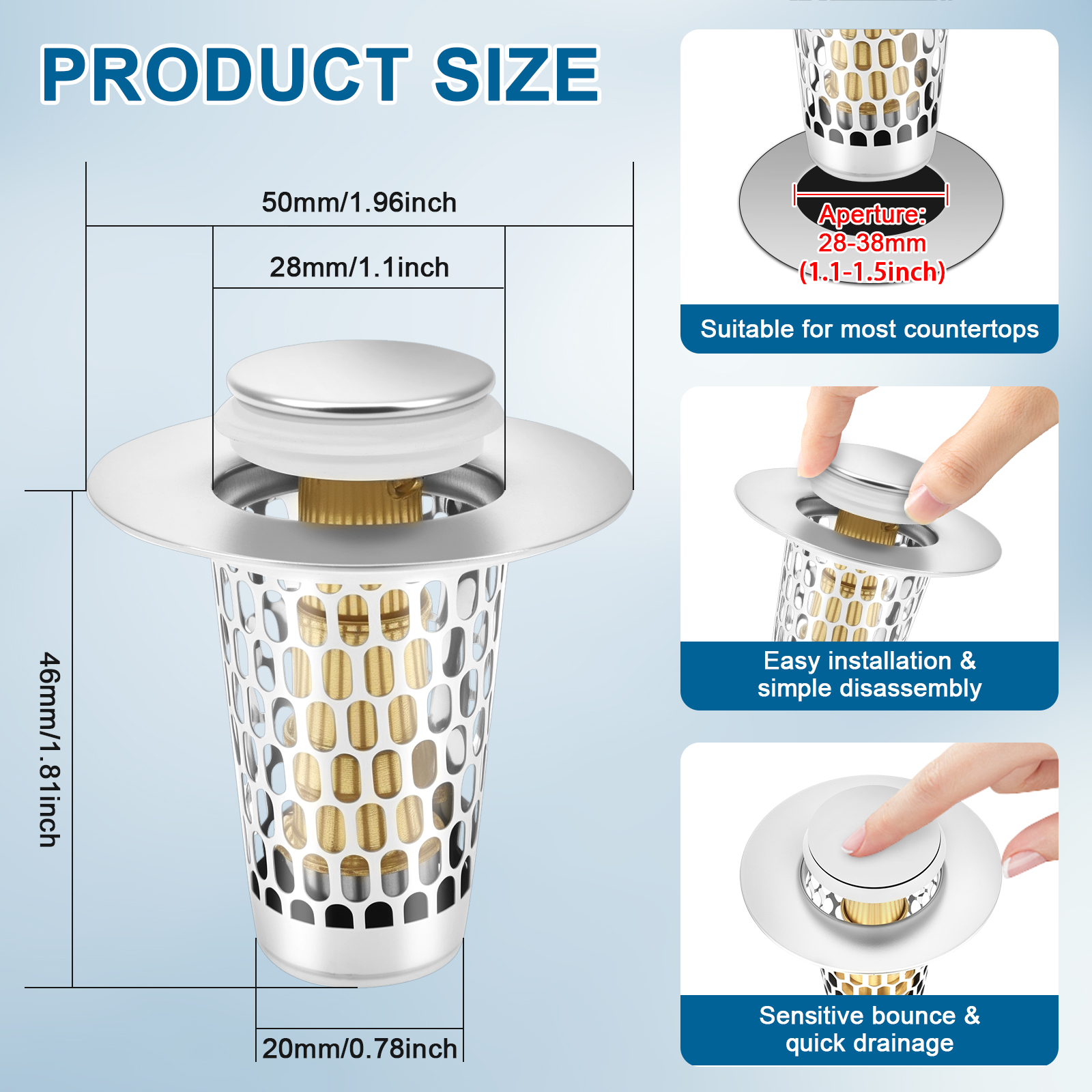2/4Pc Pop Up Sink Drain Strain - Drain Hair Catcher のレビューと価格
