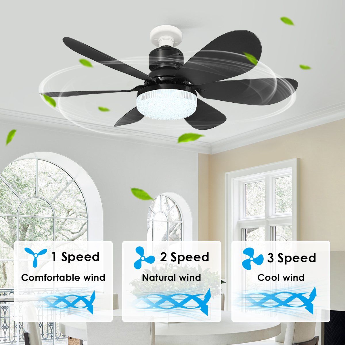 E27 Crystal Lampshade Ceiling  - Home Bathroom Fan のレビューと価格