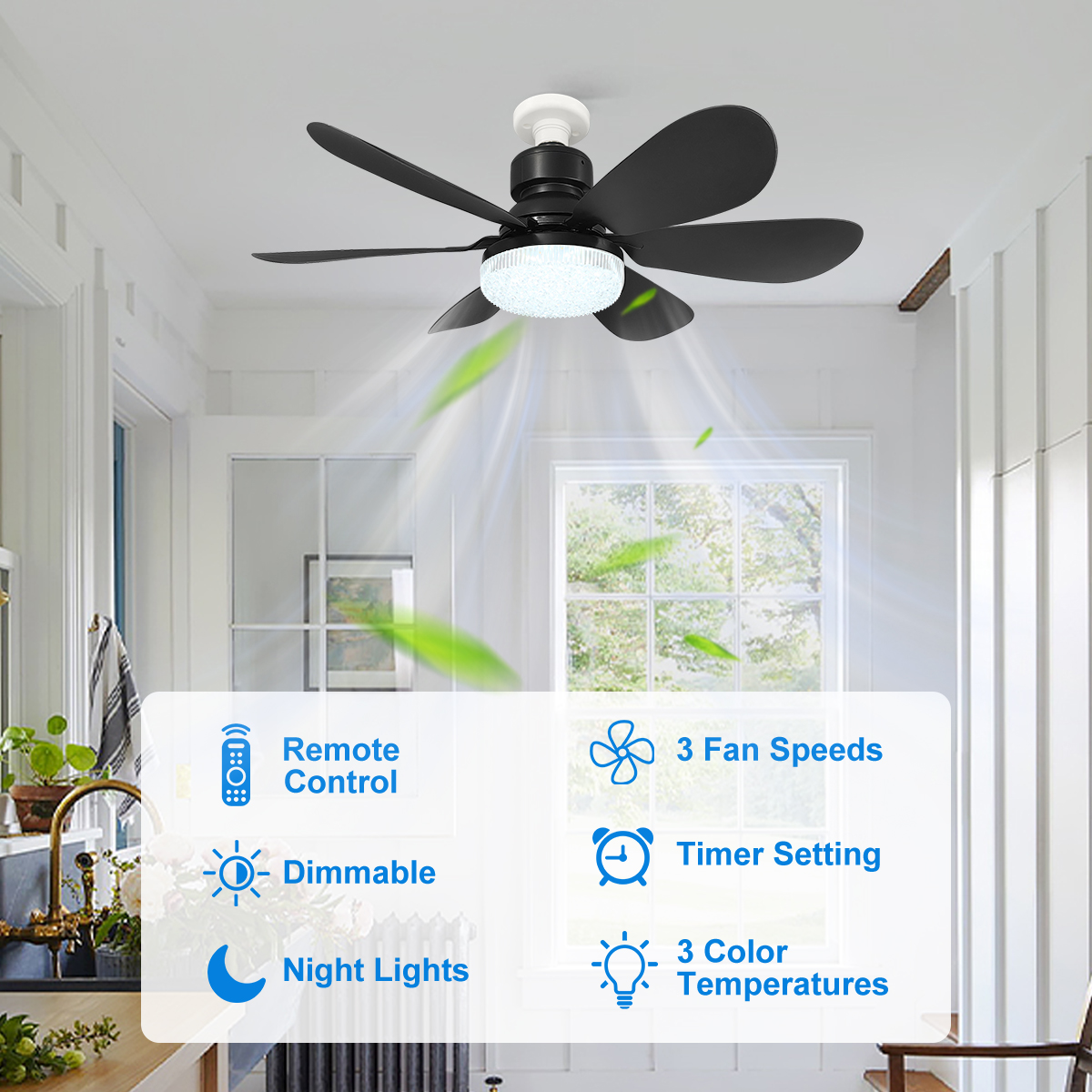 E27 Crystal Lampshade Ceiling  - Home Bathroom Fan のレビューと価格