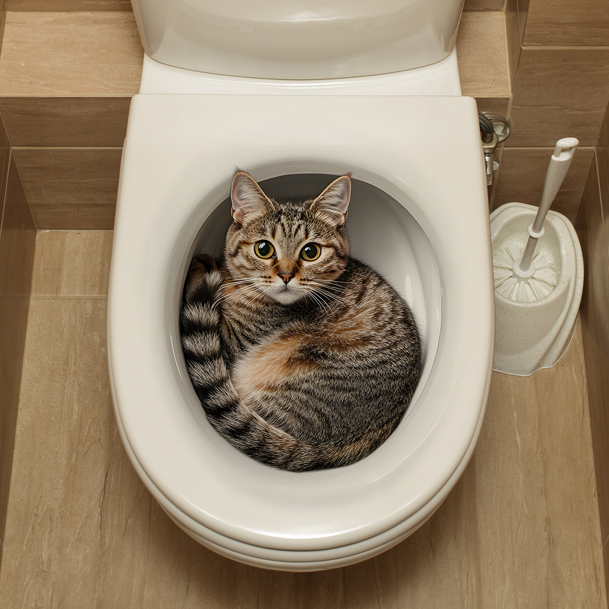 3D Funny Cat Toilet Sticker Ba - Tiny Home Bathroom Kit のレビューと価格