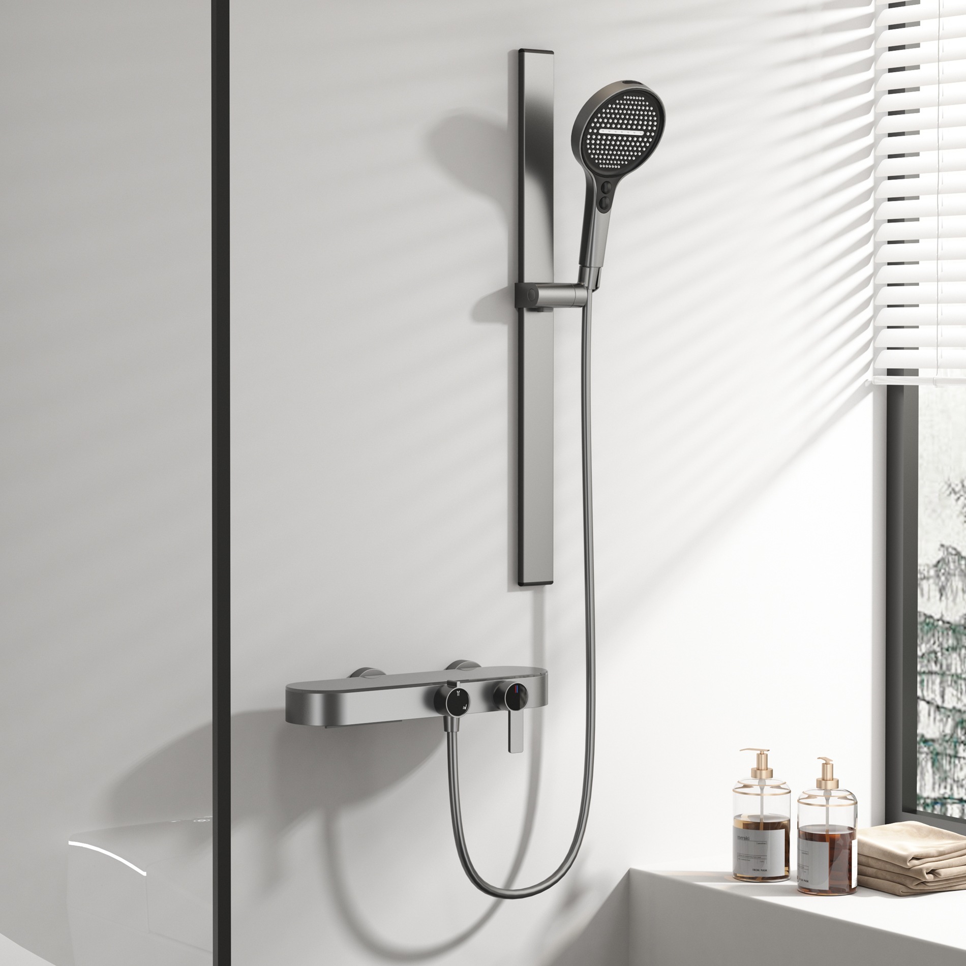 Gunmetal Gray Shower Set For H - Home And Bathroom のレビューと価格