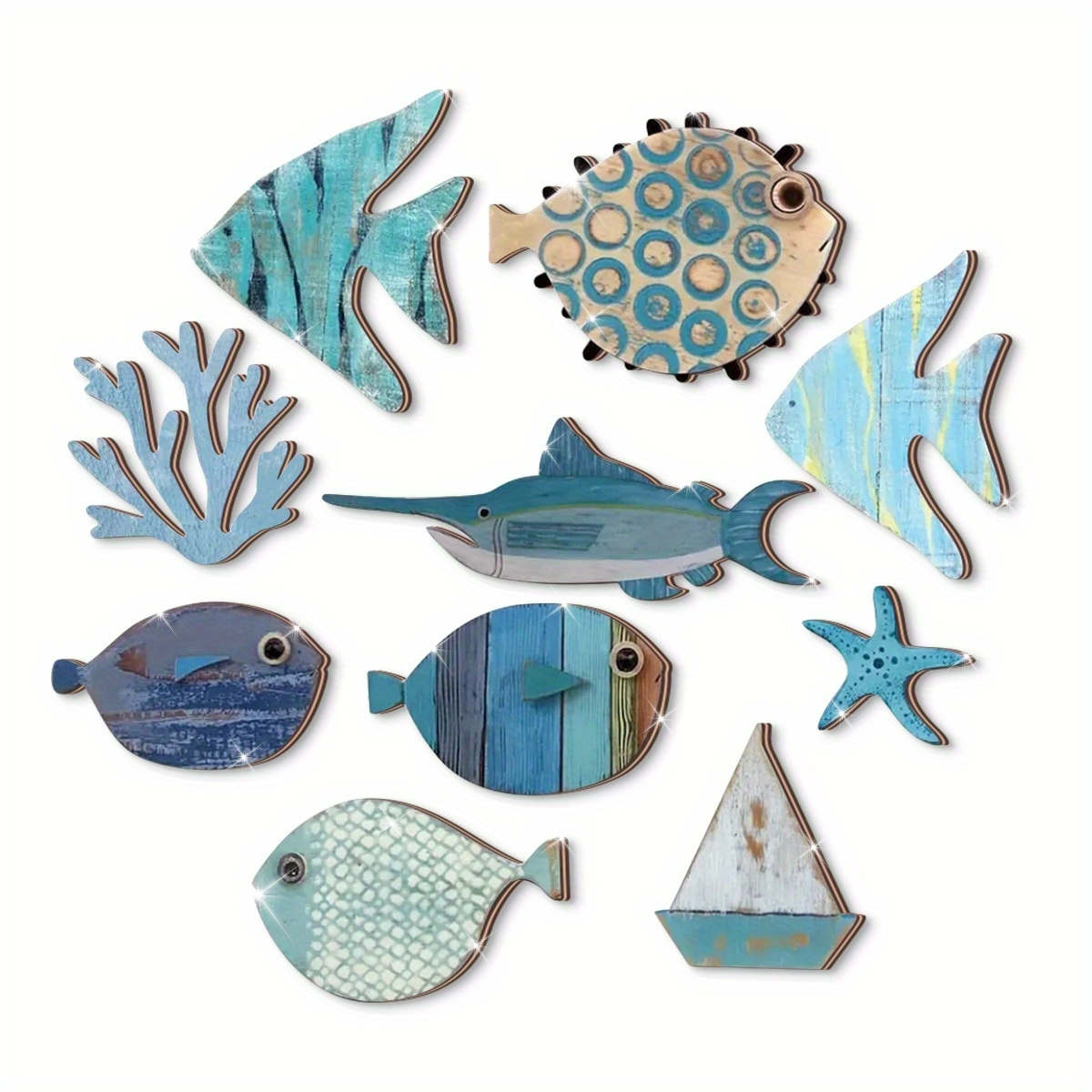 10pcs/set Sea Theme 2D Wooden  - Home Of The Year Bathroom のレビューと価格